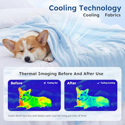 ZOMISIA Cooling Blanket for Large Dogs - High Cold Washable Pet Blanket, Travel Soft Dog Summer Essentials, Blue, 40"x50" - color: Blue, size: L(40x50")