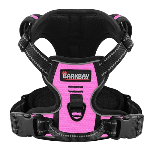 BARKBAY Dog Harness No Pull for Small Dogs - Adjustable, Reflective, Comfortable, No Choke, Heavy-Duty - Perfect for Outdoor Training, Walking, and Hiking - Strong & Durable - XS & Pink - color: Pink, size: X-Small