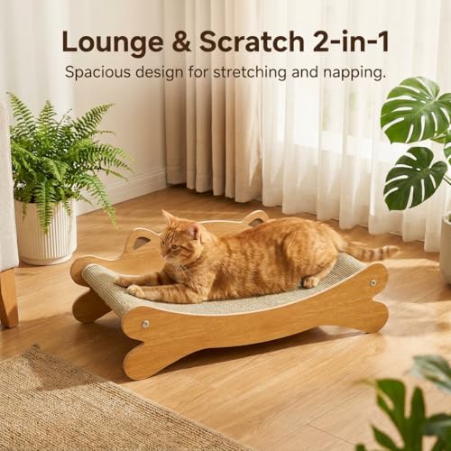Cat Scratcher Bed for Indoor Cats - Summer Cool Hammock, 23.2″ Large Scratching Lounge with 40 lbs Weight Capacity, Wooden Modern Cat Scratching Post & Pad Furniture - size: Medium -3