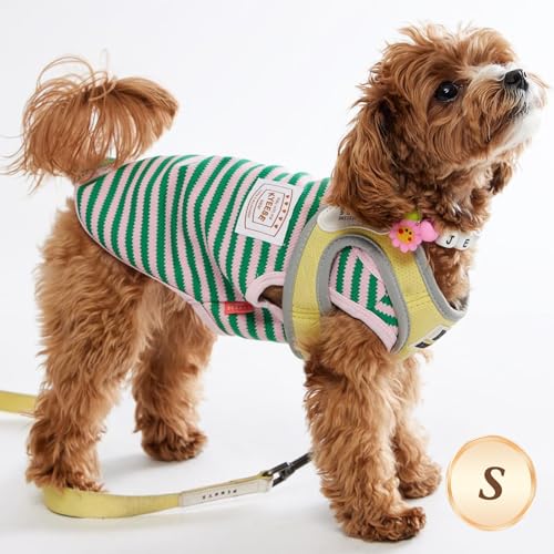 KYEESE 2Pack Dog Shirt, Soft Striped Dogs T Shirts, Lightweight Doggie Tank Top Cat Clothes, Sleeveless Dog Shirt for Small Dogs, Stretchy Pet Vest, Green, Small - color: 05# 2Pack (Green+Striped), size: Small (4-7lbs)