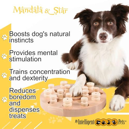 MY INTELLIGENT PETS Mandala and Star - Interactive Wooden Puzzle Toy for Dogs, Brain Game for Mental Stimulation and Enrichment, Fun and Challenging Toy for Smart Pets