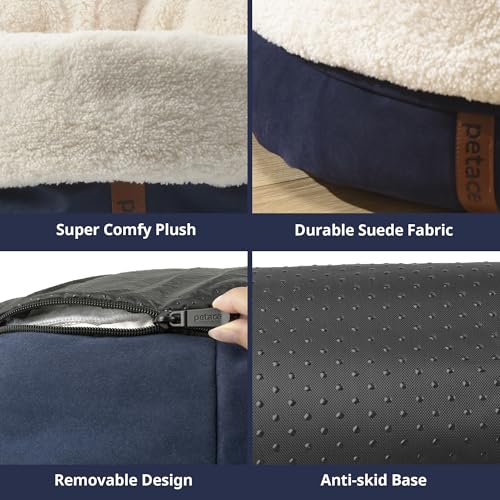 Self Warming Cat Bed, 17.7" x 13.7" Anti-Slip Soft Round Thermal Pet Cushion Bed for Kittens, Cats, Puppies and Small Dogs, Blue - color: Blue