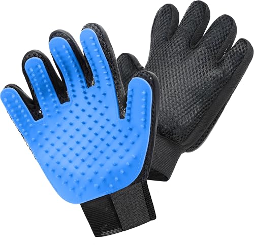 Maxpower Planet Pet Grooming Gloves for Dogs and Cats - Grooming Mitt for Dogs -Cat Gloves - Hair Removal Bruh - All Hair Types - color: Blue