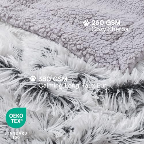 Luciphia Large Waterproof Dog Blanket for Pet Washable Liquid Proof Bed Intimacy Protection Shaggy Plush Calming Long Faux Fur Couch Cover Calming Cat Throw Blankets, Mist Grey, 50" x 60" - color: Mist Grey, size: 50"x60"