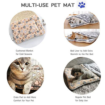 2 Pcs Pet Bed Mats. Ultra Soft Pet (Dog/Cat) Bed with Cute Prints. Reversible Faux Lambswool Kennel Pad for Medium Small Dogs and Cats. Machine Washable Pet Bed. - size: 18.5"L x 13.0"W x 1.2"Th