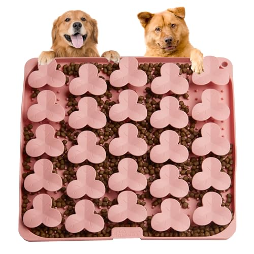 Puzzle Feeder Snuffle Mat for Dogs, Lick Mat for Dogs to Slow Down Eating, Dog Puzzle Toys for Large and Medium Breed Dogs, Silicone Dog Bowls for Dry, Wet, Raw Food, Pink - color: Pink