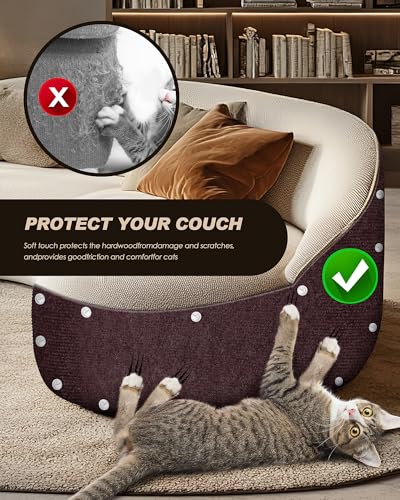 VIVOYAN 78.7"x15.8" Cat Scratch Mat,Trimmable Self-Adhesive Carpet,DIY Climb Cat Scratcher for Cat Couch Furniture or Wall Protector,Covering Cat Tower,and Replacement Pads (Brown) - color: Brown