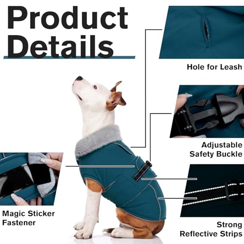 Lelepet Warm Dog Coats for Small Dogs Waterproof Dog Winter Jacket Reflective Pet Fleece Vest Windproof Cold Weather Coats with Adjustable Buckle & Leash Hole, Dark Green, S - color: Dark Green, size: S