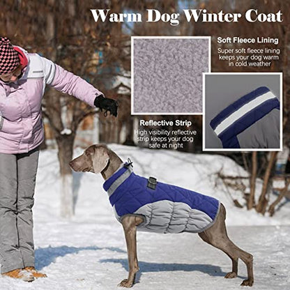 Lelepet Dog Coat Warm Dog Winter Coat Waterproof Dogs Jacket with Harness Built in Reflective Pet Fleece Vest Zip-Up Cold Weather Coats for Small Dogs Turtleneck & Windproof Coats Chihuahua Blue XS - color: Blue, size: X-Small