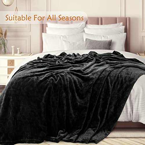 TOONOW Fleece Blanket Fuzzy Plush Throw Blanket 50" x 60", Super Soft Fluffy Bed Blanket Geometric Pattern Comfy Microfiber Flannel Blankets for Couch, Bed, Sofa, Black - color: Black, size: Throw-50" x 60"