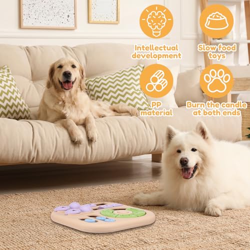 Interactive Dog Puzzle Toys Interactive Treat Dispensing Slow Feeder for Training and Mental Stimulating Dog Enrichment Toys, Dogs Puzzles for Smart Dogs Puppy Cats Pet(Beige) - color: Beige