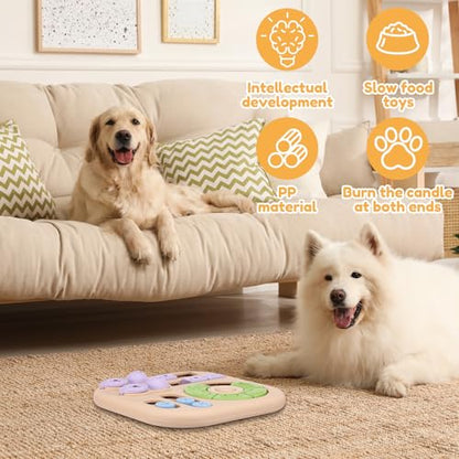 Interactive Dog Puzzle Toys Interactive Treat Dispensing Slow Feeder for Training and Mental Stimulating Dog Enrichment Toys, Dogs Puzzles for Smart Dogs Puppy Cats Pet(Beige) - color: Beige