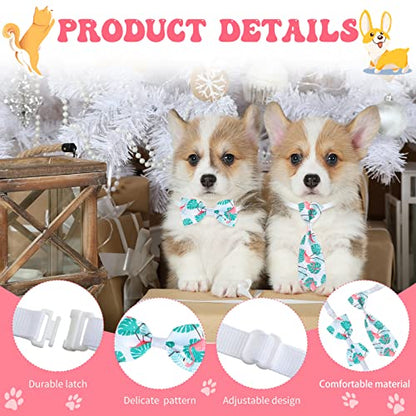 Reginary 100 Pieces Dog Bow Tie Collar Set Include 40 Dog Neckties, and 30 Puppy Bowties, 30 Collar Flowers, Adjustable Pet Ties Grooming for Small Medium Cats Pets Supply(Flamingo) - style: Flamingo