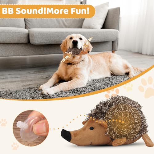 Pilipane Plush Dog Toy, Hedgehog Dog Squeaky Toy, Soft Animal Plush Dog Toothbrush Chew Toy, Interactive Squeaky Hide and Seek Plush Dog Toy, Stuffed Biting Training Playing Toys for Pet Puppy Chewers