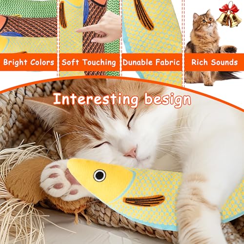 Soft Catnip Toys Fish, 3 Pack Bell Sound Cat Toys, Interesting Indoor Cat Kicker Toys, Durable and Highly Interactive Catnip Toys (Knife Fish) - color: Knife Fish