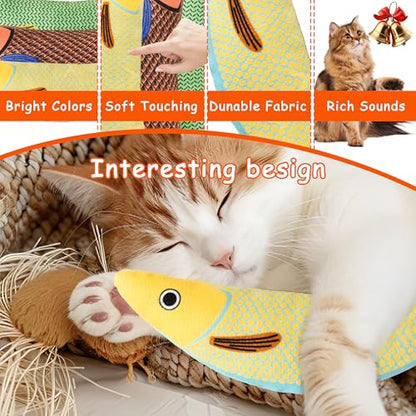 Soft Catnip Toys Fish, 3 Pack Bell Sound Cat Toys, Interesting Indoor Cat Kicker Toys, Durable and Highly Interactive Catnip Toys (Knife Fish) - color: Knife Fish