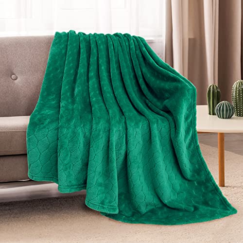 TOONOW Fleece Blanket Super Soft Cozy Throw Blanket 50" x 60", Lightweight Fuzzy Comfy Textured Flannel Blanket Warm Plush Throw Blankets for Couch, Sofa, Bed, Emerald - color: Emerald, size: Throw-50" x 60"
