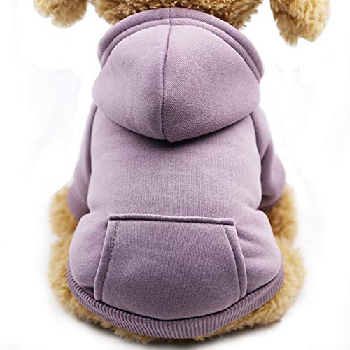 Jecikelon Winter Dog Hoodie Sweatshirts with Pockets Warm Dog Clothes for Small Dogs Chihuahua Coat Clothing Puppy Cat Custume (Purple, X-Small) - color: Purple, size: X-Small