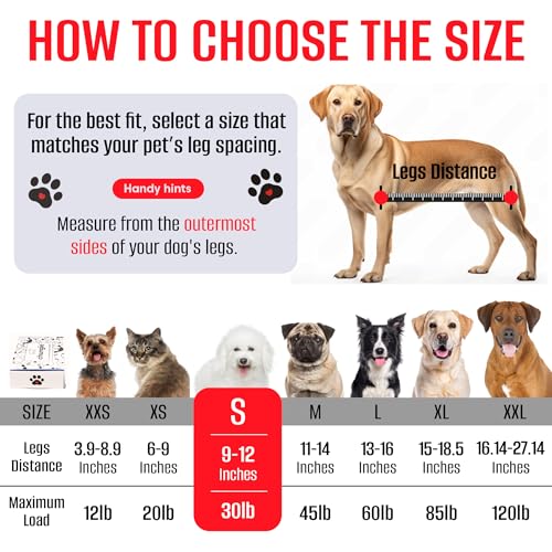 Dog Grooming Hammock for Dogs – Pet Restraint for Nail Trimming with Pet Nail Clipper – Dog Sling for Grooming, Pet Hammock for Nail Cutting & Grooming Harness (Legs Spacing: 9-12”)/Max W:30lb) - size: S (Legs Spacing: 9-12”)/Max W:30 Pound)