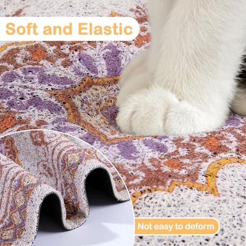 Glittme Cat Litter Mat with Non-Slip Bottom Litter Box Mat 33"X22" Litter Trapping Mat Easy to Clean Washable Cat Food Mat for Kitty,L - color: Brown, size: 33"x22"