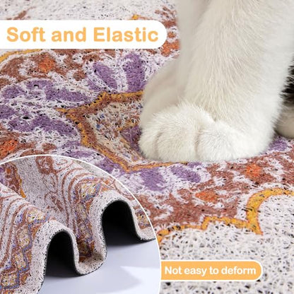 Glittme Cat Litter Mat with Non-Slip Bottom Litter Box Mat 33"X22" Litter Trapping Mat Easy to Clean Washable Cat Food Mat for Kitty,L - color: Brown, size: 33"x22"