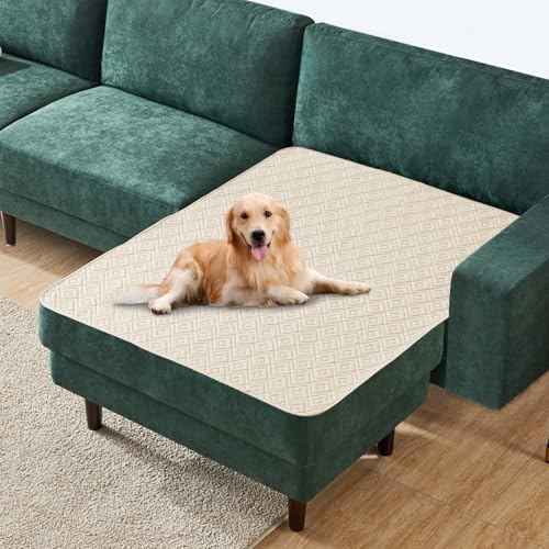 2026 Waterproof Chaise Dog Blanket (40"x50") Comfy Sofa Lounge Mat for Pets with Anti-Slip Back, Universal Incontinence Lightweight Liner Pad for Furniture Car Picnic etc Durable Washable, Beige - color: Beige, size: 40x50 Inch
