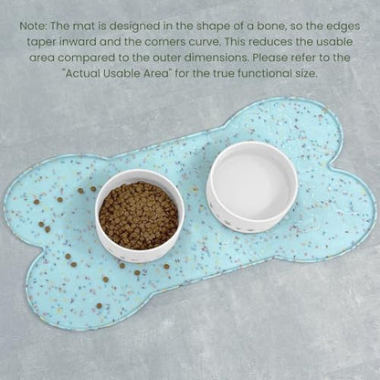 PWTAA Dog Food Mat Anti-Slip Silicone Dog Bowl Mat Thicker Pet Placemat Waterproof Cat Feeder Pad with Raised Edge Puppy Kitten Feeding Mats Suitable Small Medium-Sized Dogs Cats Eating Tray - color: Donut Blue, size: 25.6" x 13"