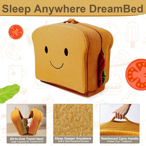 Toddler Travel Bed Sandwich Style - Portable Toddlers Floor Beds, Foldable Soft Foam Travel Crib for Baby and Kid, Washable Cover Toddler Cot with Safety Rail for Travel, Home/Travel Sleep - size: Large – for Kids Ages 2–6