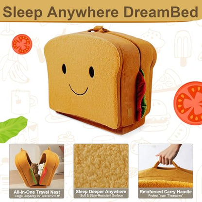 Toddler Travel Bed Sandwich Style - Portable Toddlers Floor Beds, Foldable Soft Foam Travel Crib for Baby and Kid, Washable Cover Toddler Cot with Safety Rail for Travel, Home/Travel Sleep - size: Large – for Kids Ages 2–6