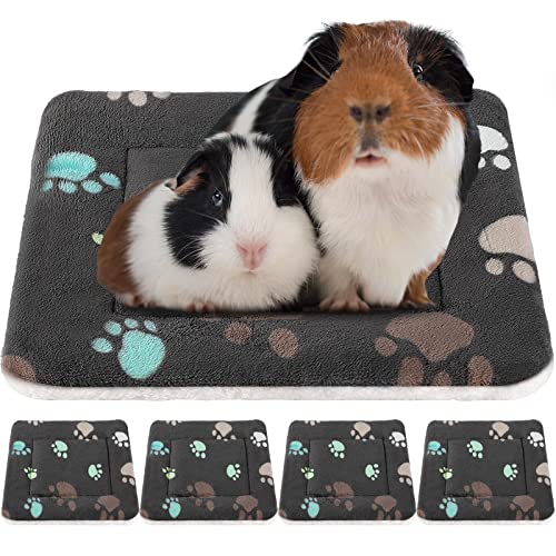 Tuanse 4 Pack Ultra Soft Dog Cat Bed Mat Small Animal Guinea Pig Bed with Cute Print Reversible Fleece Dog Crate Kennel Pad Cozy Washable Thickened Hamster Pet Beds Mat(13 x 10 Inches,Black) - color: Black, size: 13 x 10 Inches