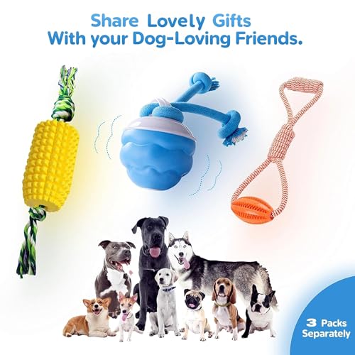 Interactive Dog Ball, 2026 Upgraded Motion Activated Automatic Rolling Ball with Remote Control, Self-Moving Pet Ball for Training Pets Toy, Free Chew Corn & Rope Toy Included
