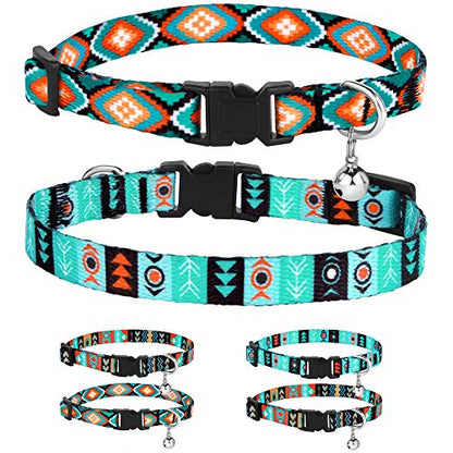 CollarDirect Cat Collar Breakaway with Removable Bell Set of 2 PCS - color: Aztec & Ethnic