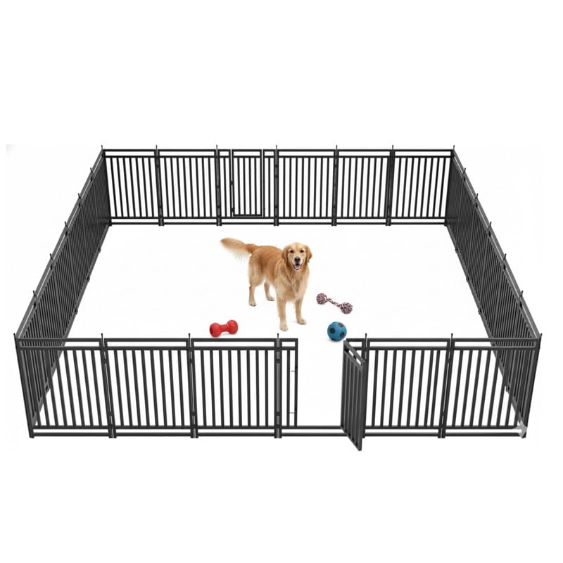 Dog Playpen Dog Fence Outdoor for Yard 40" H with 24 Panels Sturdy Portable Puppy Playpen for Indoor Outdoor RV Camping Use - Black Silver - style: 24 Panels