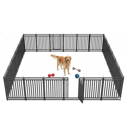Dog Playpen Dog Fence Outdoor for Yard 40" H with 24 Panels Sturdy Portable Puppy Playpen for Indoor Outdoor RV Camping Use - Black Silver - style: 24 Panels