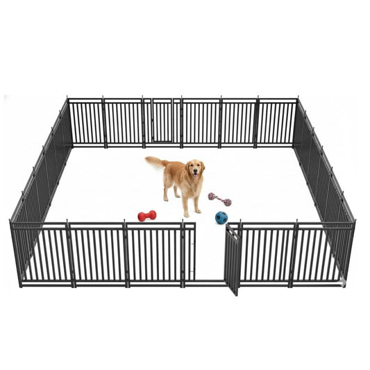 Dog Playpen Dog Fence Outdoor for Yard 40" H with 24 Panels Sturdy Portable Puppy Playpen for Indoor Outdoor RV Camping Use - Black Silver - style: 24 Panels