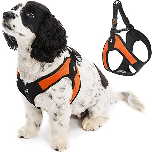 Gooby Escape Free Easy Fit Harness - Orange, Small - No Pull Step-in Patented Dog Harness with Quick Release Buckle for Small to Medium Dogs - color: Orange, size: Small chest (16~19.25")