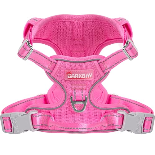 BARKBAY Dog Harness No Pull Mesh for Small Dogs - Adjustable, Reflective, Comfortable, No Choke, Heavy-Duty - Perfect for Outdoor Training, Walking, and Hiking - Strong & Durable - XS & Pink Mesh - color: Pink-Mesh, size: X-Small