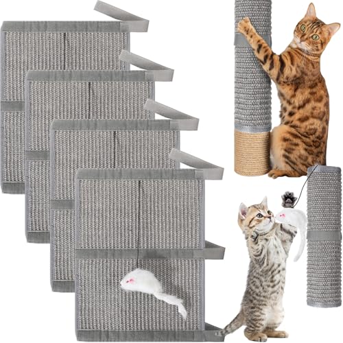 Dansydaisy 4 Pcs Sisal Cat Nail File Scratcher Wraps Around Scratching Pad 11 x 15 Inches Cat Scratch Mat Sisal Fabric Couch Scratch Protector Post Table Leg to Trim Pet Nails Protect Furniture