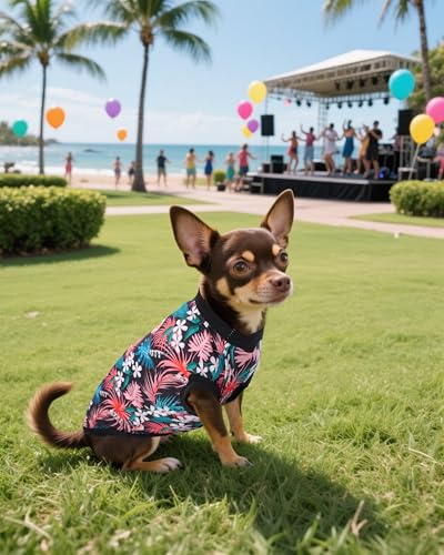 PET SHOW 4 Pack Dog Hawaiian Shirts for Small Medium Dogs UPF 50+ UV Sun Protection Summer Cool Clothes Tank Top Floral Puppy Cats T-Shirts Pet Holiday Party Sleeveless Vest Boy Girl(Medium) - size: Medium