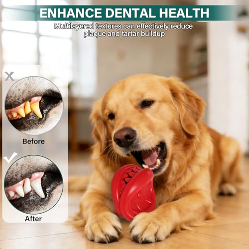Treat Dispensing Dog Toys - Durable Natural Rubber Chew Toy for Large Medium Dogs, Aggressive Chewer Dog Toys, Relieve Boredom Separation Anxiety & Cleans Teeth, Dishwasher Safe - color: Red Tire
