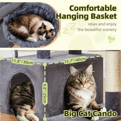 Taoqimiao MS043G Cat Tree, 32.2-Inch Cat Tower for Indoors Cats, Cat Condo with Large Cat Perch, Spacious Cat Cave, Scratching Posts for Small and Medium Cats, Smoky Gray - color: Smoky Gray