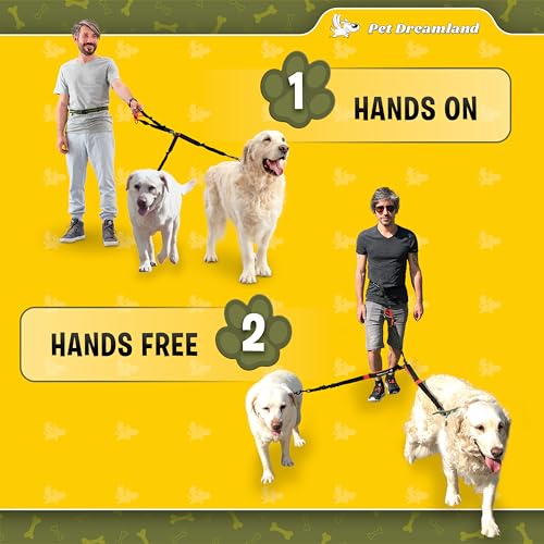 Exquisite Hands Free Double Leash for Two Dogs No Tangle. Premium Quality & Versatile Running Your Two Large Dogs. You Will Absolutely Love This Amazing Dual Dog Leash (Black & Red) - color: Black & Red