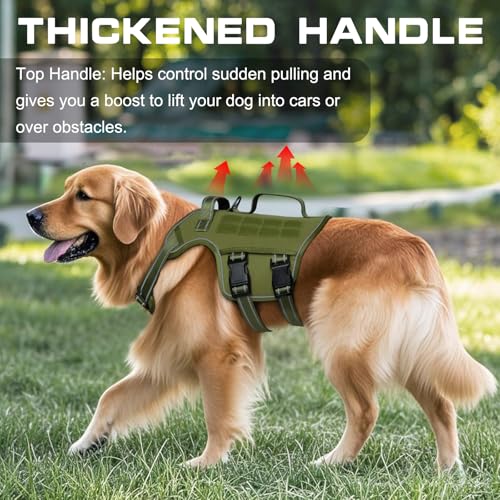 Small Dog Harness, Heavy Duty Tactical No Pull Dog Harness, No Choke, Easy On and Off Pet Vest with Molle System, Adjustable Reflective Dog Vest with Breathable Padded for Walking Hiking Training - color: Green, size: S(Neck:16-22",Chest:20-28"),18-35 lbs
