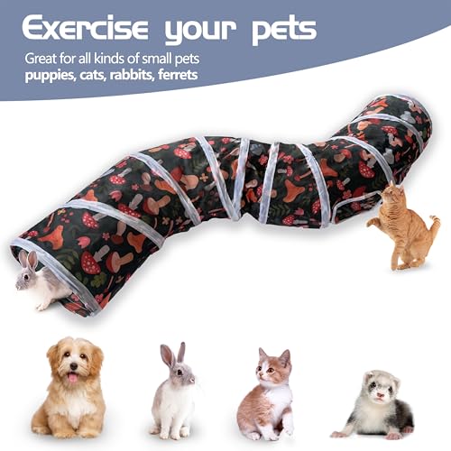 Sheldamy Cat Tunnel, S-2-Way Cat Tunnels for Indoor Cats, Collapsible Cat Play Tunnel, Interactive Toy Maze Cat House for Cats, Puppy, Kitty, Kitten, Rabbit - color: S-2 Way Mushroom