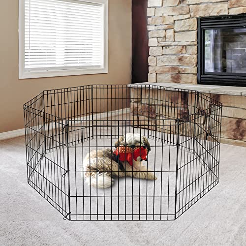 Foldable 24/30/36/42/48 Inch Metal Exercise Dog Play Pen Indoor Outdoor Playpen for Small Animals 8 Panel Pet Fence for Home Yard Camping