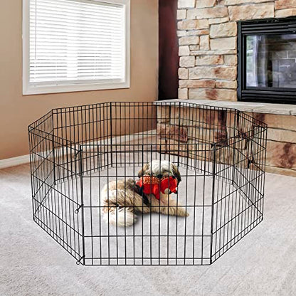 Foldable 24/30/36/42/48 Inch Metal Exercise Dog Play Pen Indoor Outdoor Playpen for Small Animals 8 Panel Pet Fence for Home Yard Camping