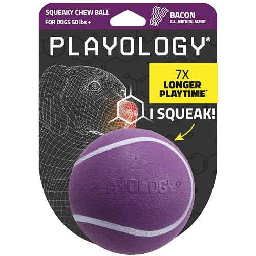 Playology Dog Toys | Squeaky Chew Ball - Bouncy Durable Floating Fetch Ball for Dogs | Jumbo Bacon Scented Toy - Easy to Clean and Made from Non Toxic Materials - size: Jumbo, style: Bacon