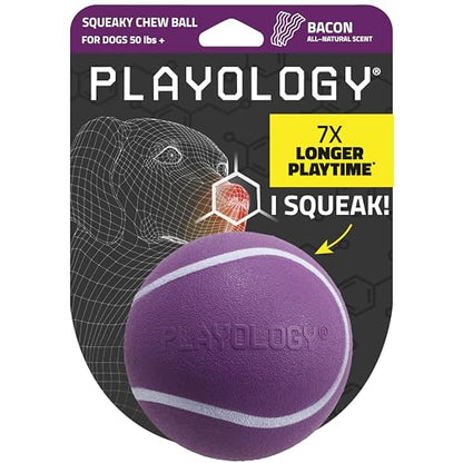 Playology Dog Toys | Squeaky Chew Ball - Bouncy Durable Floating Fetch Ball for Dogs | Jumbo Bacon Scented Toy - Easy to Clean and Made from Non Toxic Materials - size: Jumbo, style: Bacon