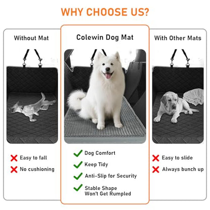 Dog Bed Mat for Car Backseat, Non-Slip Waterproof Car Seat Mat for Dogs & Pets with 2-Inch Thick Foam & Easy Clean Dog Pad Cover Suitable for Travel, Camp, Home (23.5x51in, Grey)