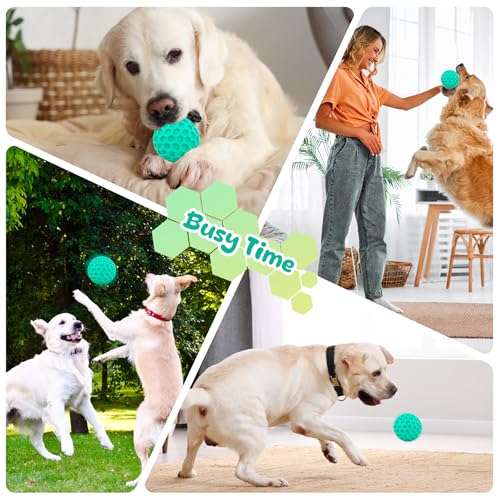 Squeaky Dog Toys for Aggressive Chewers, Indestructible Dog Balls for Aggressive Chewers, Blue Green Squeaky Balls for Dogs - color: Cyan